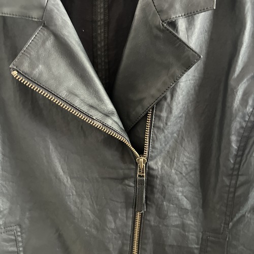 Black PKU Leather Collar Studded Zippered Vest Coated Cotton Spandex Body Size M - Picture 3 of 13