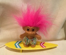 NEW Troll Doll on Surfboard Surfer W/PINK HAIR