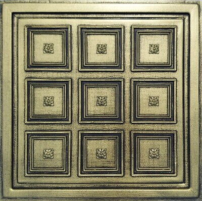 Grid System, Pop In, 24'' x 24'', 3D, PVC, Ceiling Tiles, ROCOCCO Gold Black