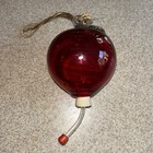 Red Apple Art Glass Hummingbird Feeder, Artist Signed Kevin Gray 1994, Hanging