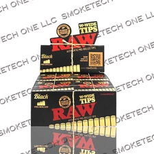 New! RAW BLACK W-WIDE "PRE-ROLLED" Tips - FULL BOX /20 Packs/ 18 tips per pack