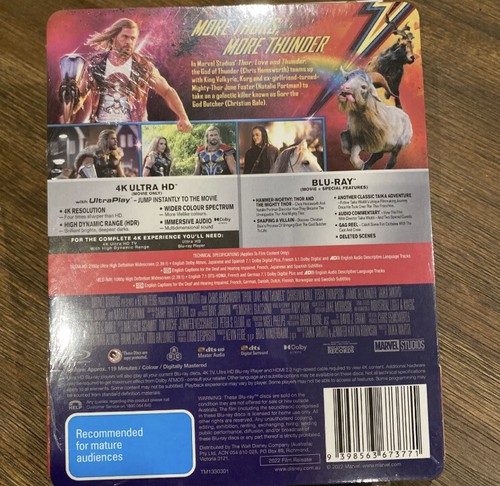 THOR LOVE AND THUNDER 4K Ultra Blu ray Steelbook 2 Disc Set Factory SEALED # 2 - Picture 2 of 2