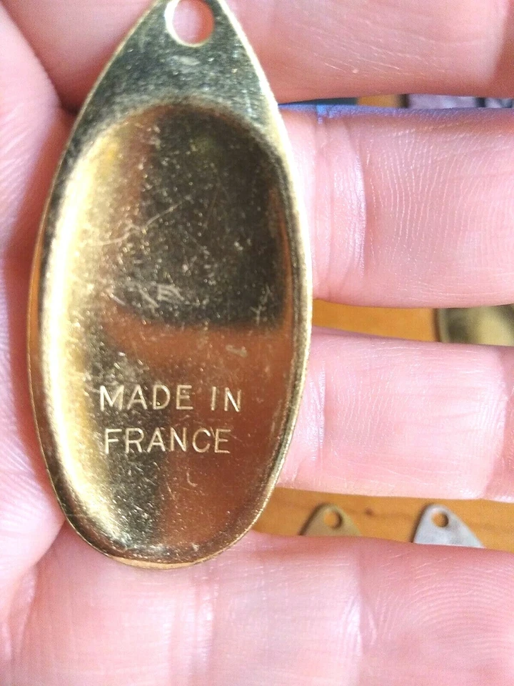 Señuelos giratorios vintage Mepps #5 AGLIA y #4 hechos en Francia 3 cucharas Gator personalizadas Foto 4 de 4