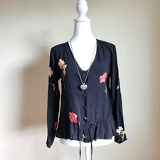 Rails Beaux Blossom Button Up Floral Prarie Chiffon Blouse