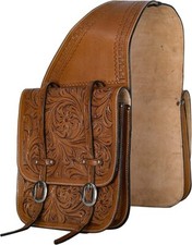 Western Buffalo Leather  Saddle Bag Tooled Horse Saddle Bag