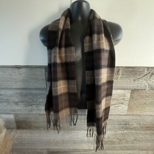 Pronto Uomo 100 Pure New Wool Chestnut Tan Brown Plaid Scarf