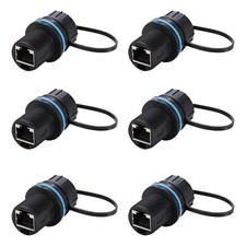 6PCS Waterproof CAT6 RJ45 Bulkhead Ethernet Coupler Shielded RJ45 Industrial ...