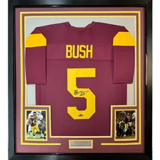 Framed Facsimile Autographed Reggie Bush 35x39 USC Maroon Reprint Jersey