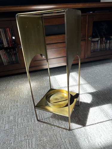 Tall Mid Century Modern Brass Large Candle Holder 21.5”x8”x8” FLAW - Picture 6 of 19
