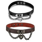 Punk Heart Lock Cz Chain Pu Leather Choker Necklace Gothic Soft Collar Men Women