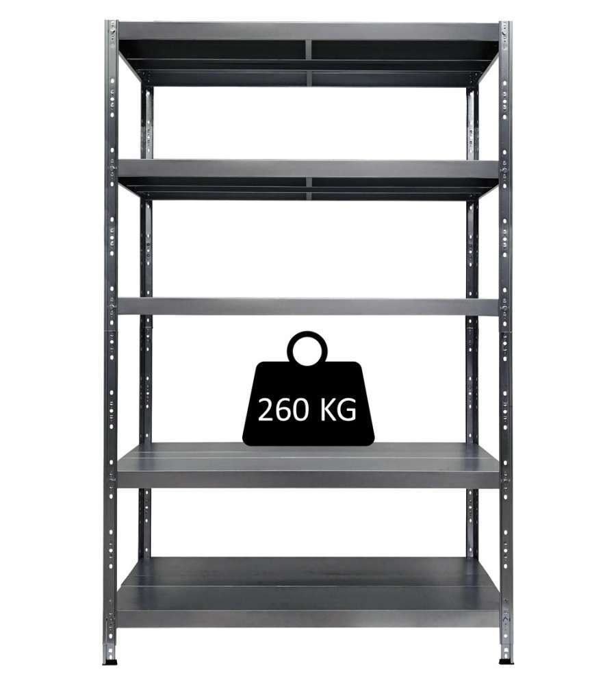 SCAFFALE IN METALLO "MACISTE" AD INCASTRO CON 5 PIANI, 100x50x195 CM PORTATA ...