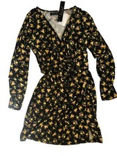 Junior Womens Modest Black Floral Casual Dress Sz L NWT Trixxi Jersey Knit
