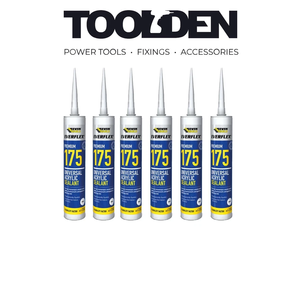 Everbuild Everflex 175WE 175 Universal Acrylic Sealant White 300ml (6 Pack)