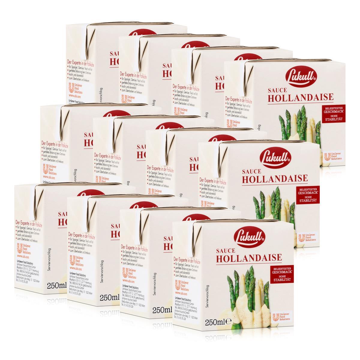 Lukull Sauce Hollandaise 250ml Für Spargel, Gemüse, Fleisch & Fisch (12er Pack)