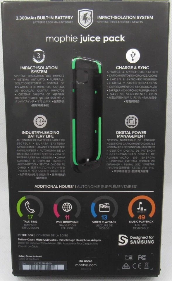 Mophie Juice Pack Up to 100% Battery Case  3300mAh Samsung Galaxy S6 Ships Free - Image 3 of 4