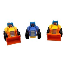 Huile Toys Lot Of 3 Friction Powered 2 Bulldozers & Tractor Push & Go Vehicles