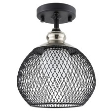 RecPro RV 12V Ceiling Semi-Flush Mounted Sphere Light with Matte Black Finish