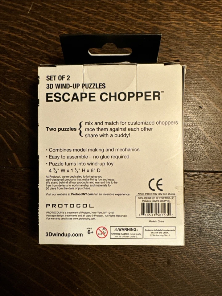 Protocol Escape Chopper 3D Wind-Up Puzzle Set of 2 Build Wind Race it Building - Image 2 of 4