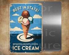 BEST IN STATE ICE CREAM ad 8" x 12" metal sign Made in USA