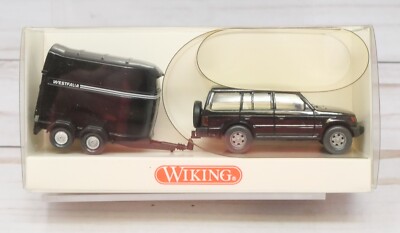 Wiking 066 01 25, Mitsubishi SUV with Westfalia Horse Trailer,  Black, HO Scale