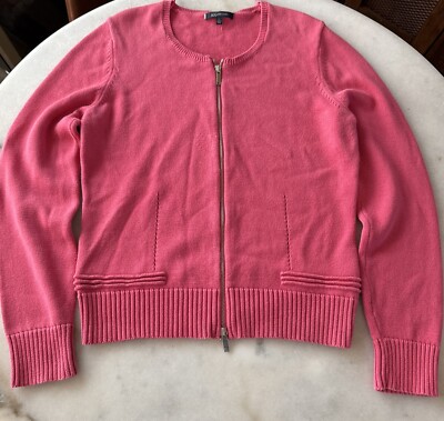 Anne Klein pink cardigan Zip Up Sweater Large Size UK
