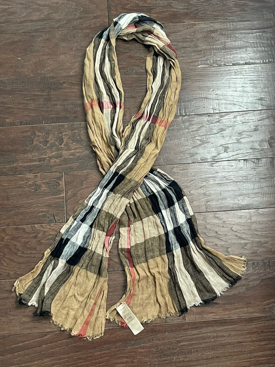 バーバリー Burberry Scarf BURBERRY Linen Rectangle Scarf Giant Exploded Check Pattern