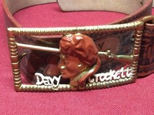 Vintage DAVY CROCKETT BELT Buckle 30" Tooled Steerhide Bootmakers Rare