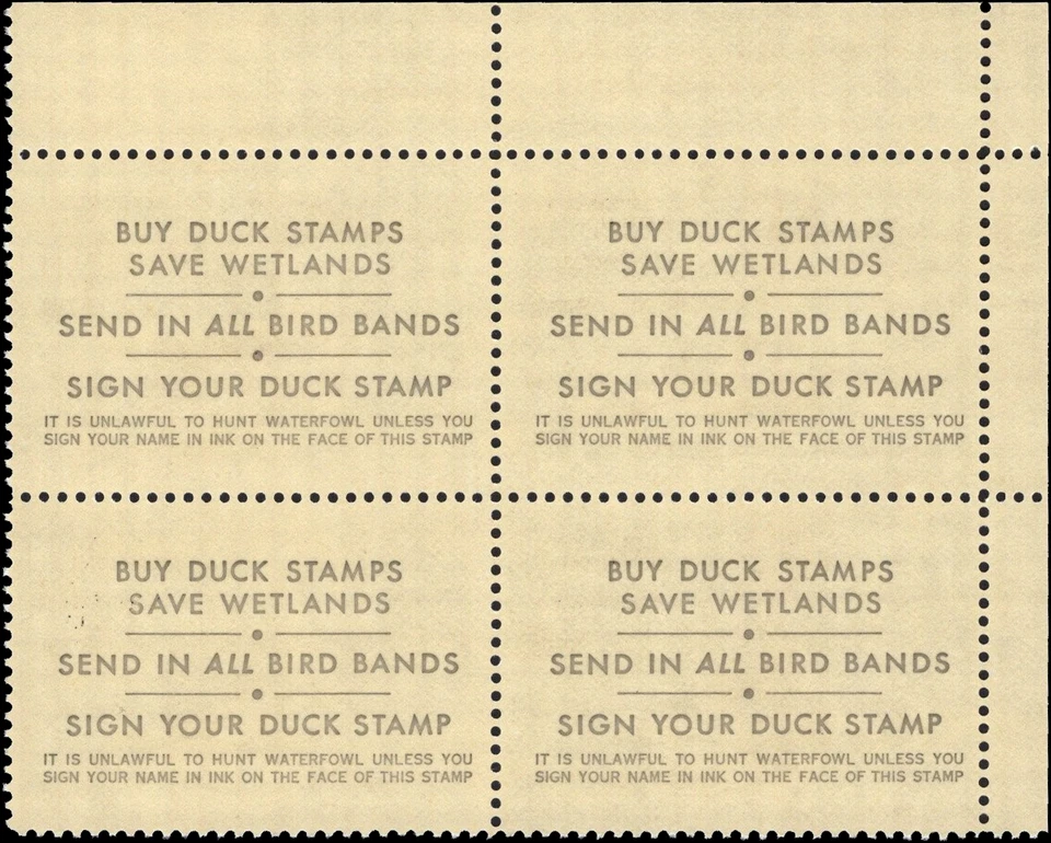 UNITED STATES-1987- Hunting Permit $7.5 Whistling Duck Sc# RW 53-Blk of 4-MNH OG - Image 2 of 3