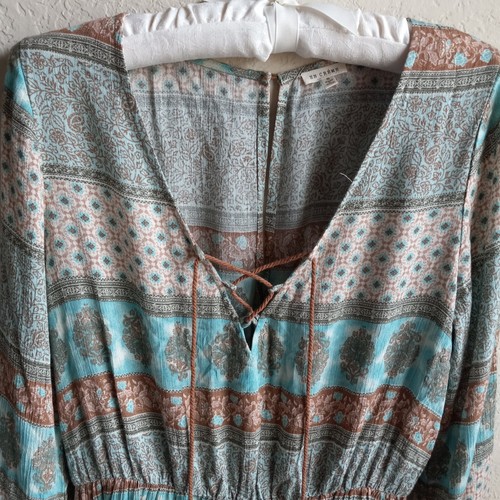 Anthropologie En Creme Womens Boho Festival Peasant Printed Romper Size Small - Picture 5 of 7