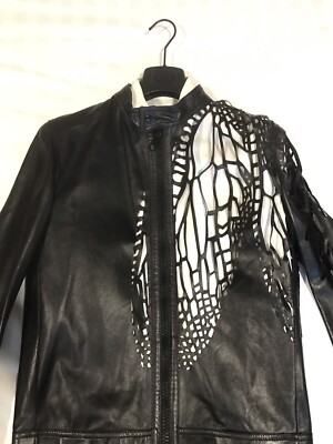 SS08 DIOR HOMME men leather jacket BUTTERFLY Laser Cut sz 46