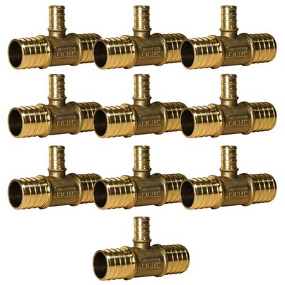 10 PCS 1 x 1 x 1/2 Inch Pex B Crimp Reducing Tee Poly Alloy Pipe Fittings