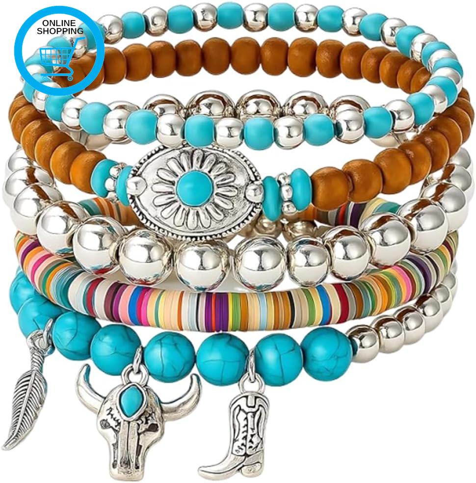 Turquoise Jewellery for Women, Cowgirl Accessories for Women, Beaded Bracelets f