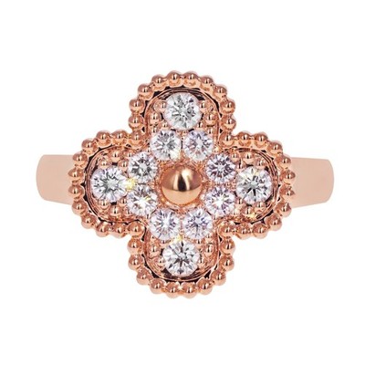 Van Cleef & Arpels 18k Rosegold Diamant Vintage Alhambra Ring Größe 51