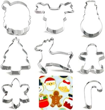 Christmas Cookie Cutters Set 8Pcs, Stainless Steel Fondant Cutter Sturdy Metal B