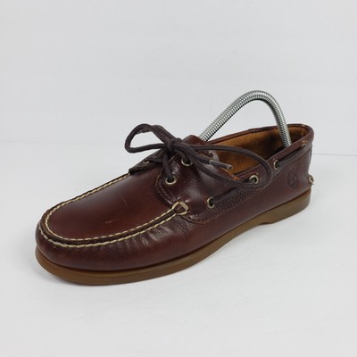 Timberland VTG Men’s Boat Slip On Lace Up Brown Leather Loafer Sz 9.0 M Classic Timberland Boat Shoe Brown Casual Shoes for Men for sale | eBay main image 4