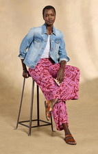 Sundance Himari Floral Pants Womens XXL Sangria Pink Boho Wide Leg Viscose Plus