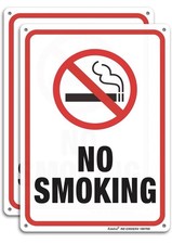 No Smoking Sign,2 Pack No Smoking Metal Reflective Signs - 10 x 7 .040 Rust Free