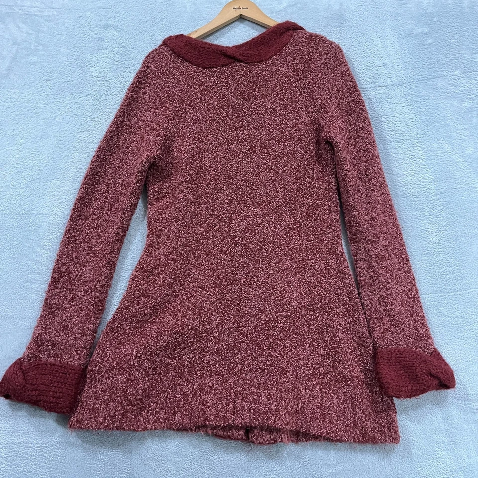 Cardigã feminino Anthropologie dormir na neve suéter médio marrom mistura de lã - Imagem 2 de 4