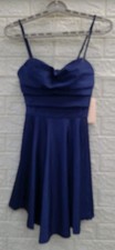 New City Studio Satin Sweatheart Rhinestone Trim Mini Dress Women's US Size S