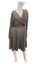Calvin Klein Black white Striped Knit Dress Womens Size XL NEW TAGS