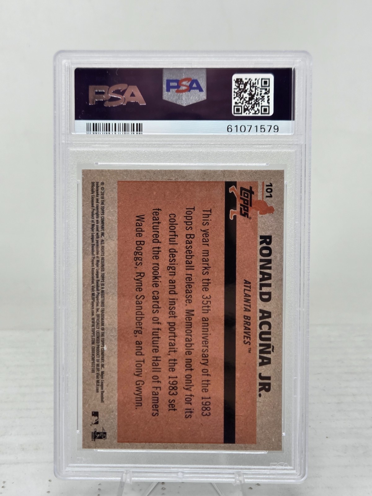 2018 Topps Chrome 1983 Refractive RONALD ACUNA JR RC CARD PSA 9 MINT view 2