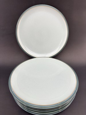 Pair Of Denby Regency 10  Green Rim Dinner Plates Stoneware England Mint