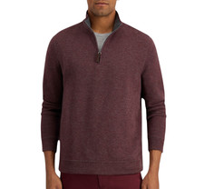 NWT Tasso Elba 1/4 Zip Sweater BURGUNDY WINE HEATHER Soft Thick Cotton MEN'S XL