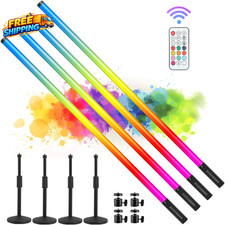 4Pack 5000Mah Battery Powered 4Ft RGB Led Tube Dj Light Bar with Stand Colored