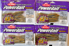 Lot of 4 BERKLEY POWERBAIT MAXSCENT 4.25" FLAT WORM in NATURAL SHAD color