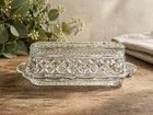 Vintage Anchor Hocking "Wexford" Clear Pressed Glass Covered Butter Dish