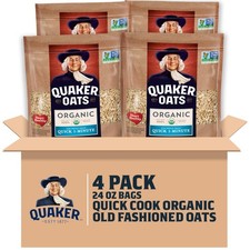 Quaker Organic Quick Cook Oatmeal, Breakfast Cereal, Non-GMO Project Verified...