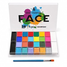 28 Colors Face Body Paint Kit, Oil Based, Waterproof Non-Toxic Face Paint Palett