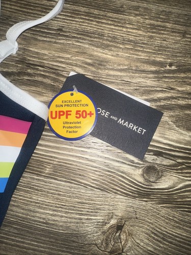 Melrose And Market Rainbow Stripe One-Piece Swimsuit. Girls Size 10. NWT. L - Picture 2 of 6