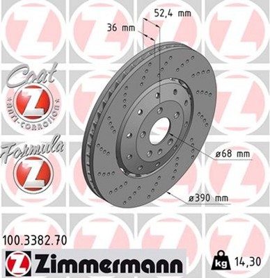 2x ZIMMERMANN Bremsscheibe FORMULA Z 100.3382.70 für AUDI C7 4G5 A6 4GD Avant A7